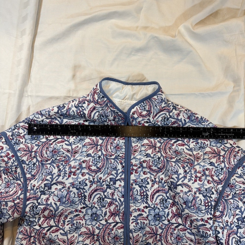 NWOT 7 For All Mankind Women's Small Quilted Floral Jacket Lightweight White BL - Picture 4 of 16